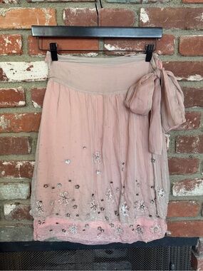 Robert Rodriguez Blush Pink Embellished Tie-Waist Skirt
